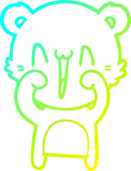 cold gradient line drawing happy polar bear cartoon