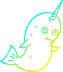 cold gradient line drawing cartoon white narwhal © lineartestpilot