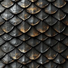 dragon scale pattern, black  and golden shining color texture 