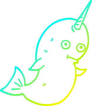 recommend clip art: cold gradient line drawing cartoon white narwhal