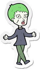 sticker of a cartoon halloween zombie woman