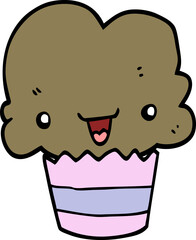 cartoon cupcake with face