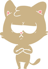 bored flat color style cartoon cat