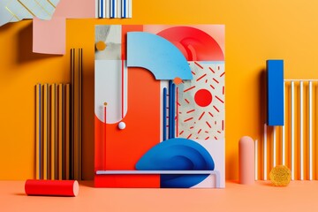 Geometric Abstract Composition with a Bold Play of Shapes and Colors in a Modern Arrangement