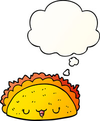 cartoon taco and thought bubble in smooth gradient style