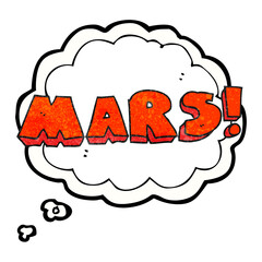thought bubble textured cartoon Mars text symbol