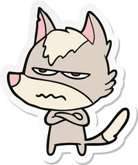 sticker of a cartoon annoyed wolf