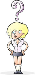 cartoon confused woman