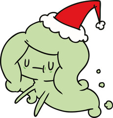 christmas cartoon of kawaii ghost