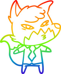 rainbow gradient line drawing clever cartoon fox