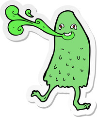 sticker of a cartoon funny slime monster