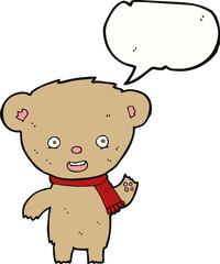 cartoon teddy bear with speech bubble