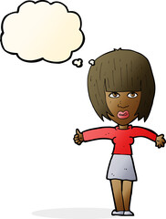 cartoon annoyed woman  with thought bubble