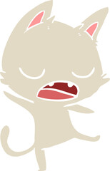 talking cat flat color style cartoon