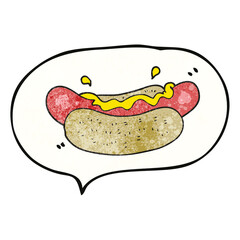 speech bubble textured cartoon hotdog