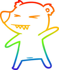 rainbow gradient line drawing angry polar bear cartoon