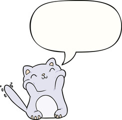 very happy cute cartoon cat  and speech bubble