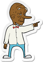 sticker of a cartoon old man pointing