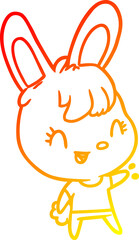 warm gradient line drawing cute rabbit