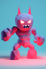 An earth demon with fists of boulders causing earthquakes and landslides to defend its earthen realm quirky character vivid mascot 3d rendercute - obrazy, fototapety, plakaty