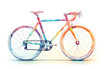 Fototapeta premium Beautiful low poly bicycle on white background