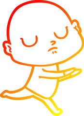 warm gradient line drawing cartoon bald man