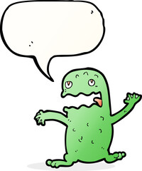 cartoon funny frog with speech bubble