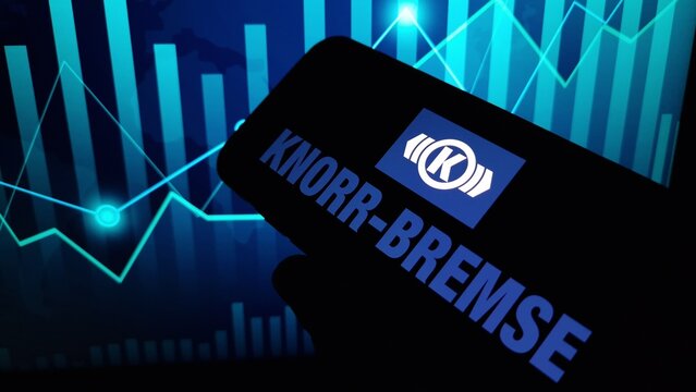 Konskie, Poland - March 03, 2024: Knorr-Bremse company logo displayed on mobile phone