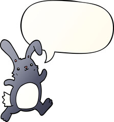 cartoon rabbit running and speech bubble in smooth gradient style