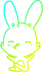 cold gradient line drawing curious bunny cartoon