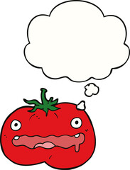 cartoon tomato and thought bubble