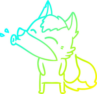 recommend clip art: cold gradient line drawing howling wolf cartoon