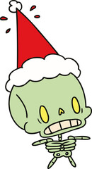 christmas cartoon of kawaii skeleton