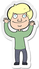 sticker of a cartoon happy boy