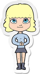 sticker of a cartoon happy woman