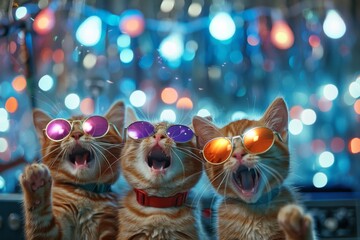 Singing Cats, Disco of 80s, Concert of 90s, Karaoke with Kittens, Cat Disco, Funny Kitten Singer