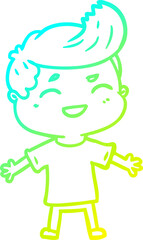 cold gradient line drawing cartoon man laughing
