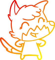 warm gradient line drawing happy cartoon fox