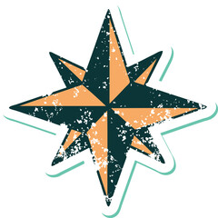distressed sticker tattoo style icon of a star