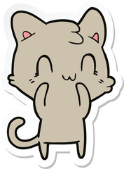 sticker of a cartoon happy cat