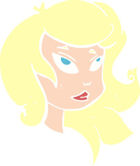 flat color illustration of a cartoon female face
