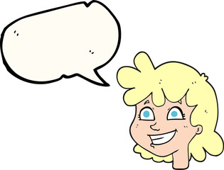 speech bubble cartoon female face