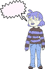 comic book speech bubble cartoon casual alien girl