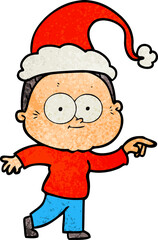 textured cartoon of a happy old woman wearing santa hat