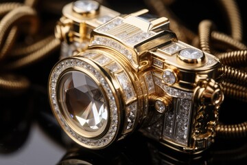Gold Diamond Jewelry Camera Closeup, Luxury Precious Gift, Marriage Brilliants, Precious Brilliant