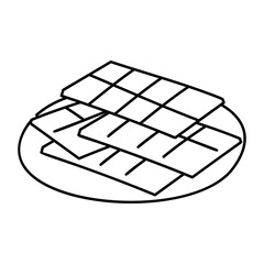 chocolate bar or candy square outline concept,  Milk Caramel wafers vector design, Fast Food hand draw symbol, Junk food sign, english american cuisine stock illustration 