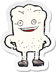 retro distressed sticker of a cartoon tooth looking smug