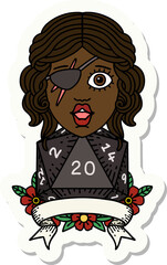 human rogue with natural 20 dice roll sticker