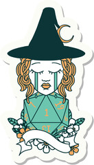 human witch with natural one D20 roll sticker