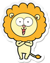 sticker of a happy cartoon lion